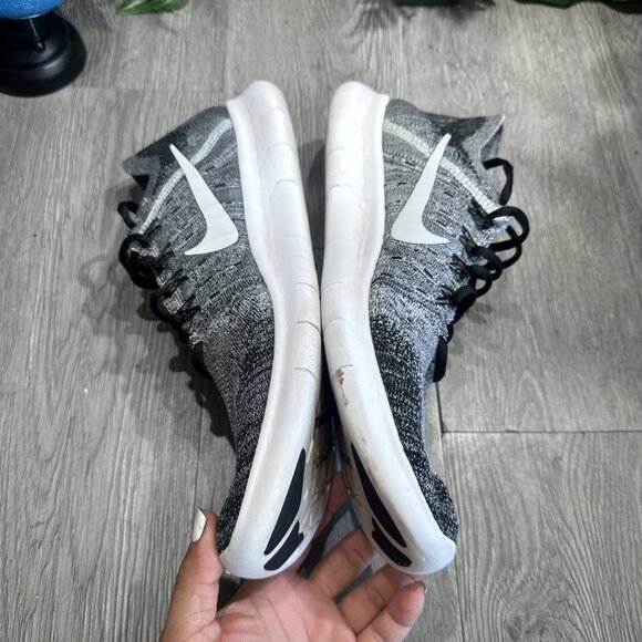 Nike Free RN Flyknit Running Shoes Black White Oreo 880843-003 Mens Size 13 main image 8